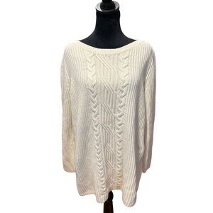 Talbots Womens Ivory Cable Knit Sweater 1X